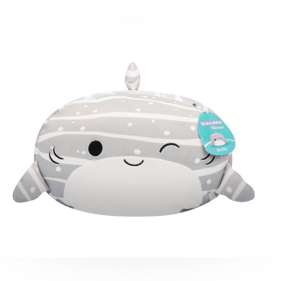 NWT Squishmallows Stackables 12-Inch Sachie the Grey Striped Whale Shark - Picture 1 of 7
